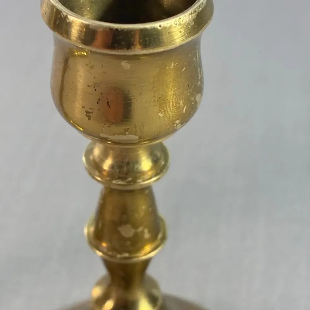 Vintage Pair Solid Brass Candlestick Holders 4 Inch Taper Candle Home Decor